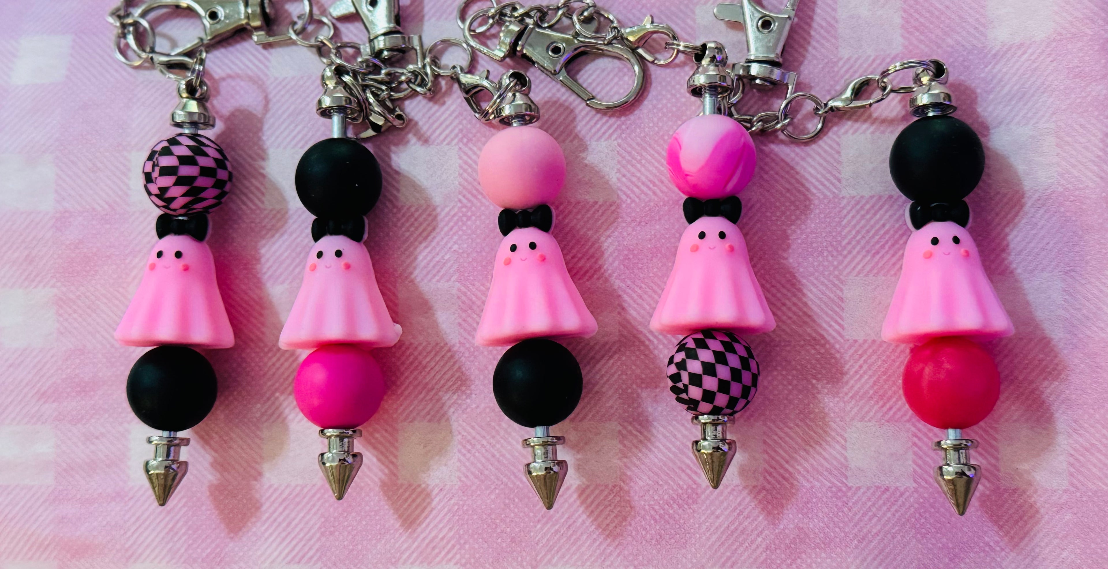 Ghostly Pink & Black Keychains
