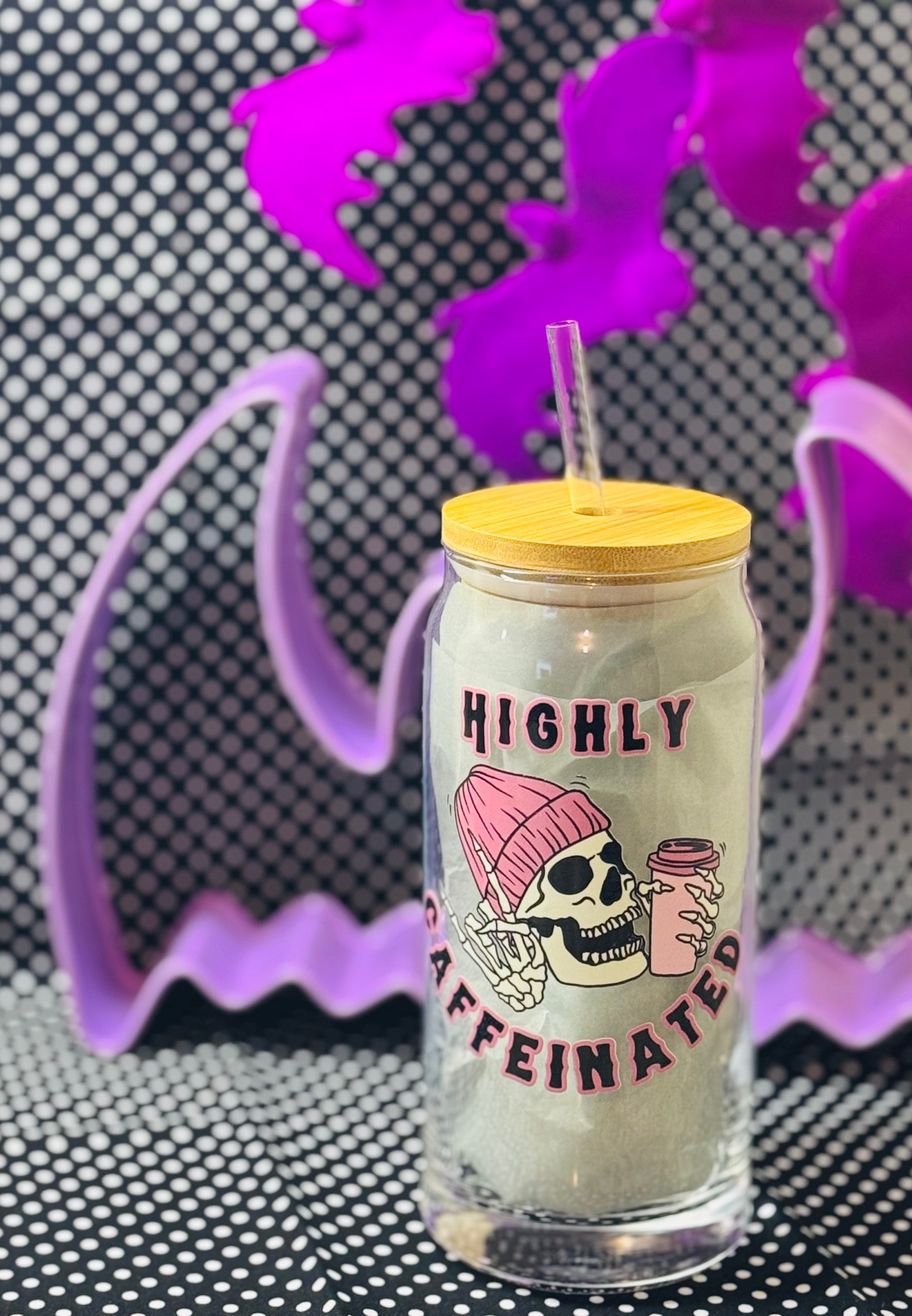 Highly Caffeinated Glass Tumbler